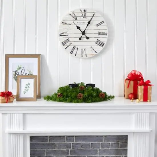 24&rdquo; Artificial Christmas Double Candelabrum & Pinecones with Warm White Lights {6}