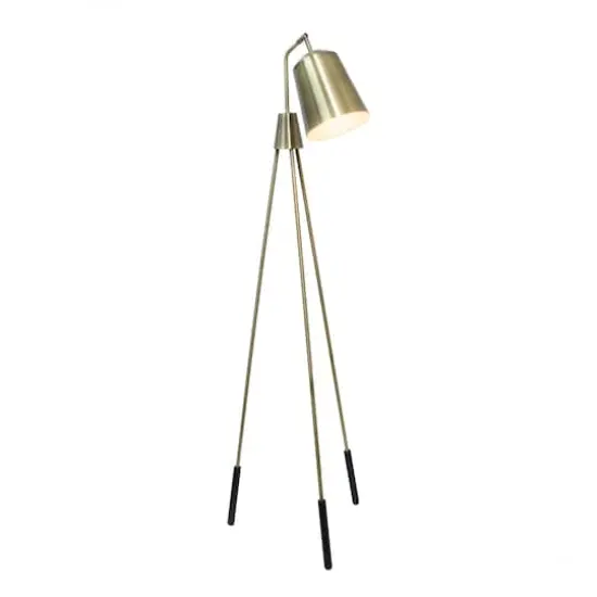 Lalia Home 5.5ft. Antique Brass Tripod Floor Lamp with Interior White Spotlight {3}