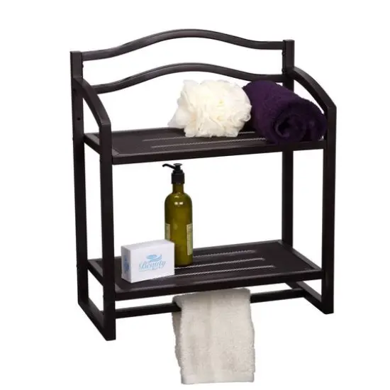 Household Essentials 20" Metal Wall Mounted Bathroom Storage Rack Brown {5}