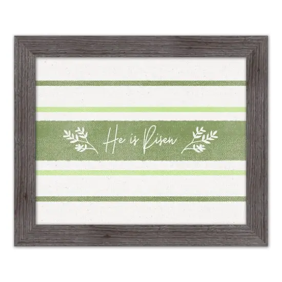 He Is Risen Green Stripes 1 16" x 20" Western Gray Framed Print {1}