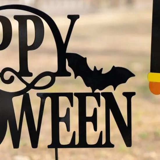 Glitzhome&reg; 32"H Halloween Metal Nutcracker and HAPPY HALLOWEEN Yard Stake Set {7}