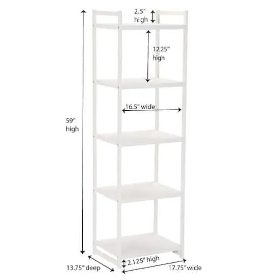 Household Essentials Jamestown 59" 5-Shelf Narrow Bookshelf White {5}