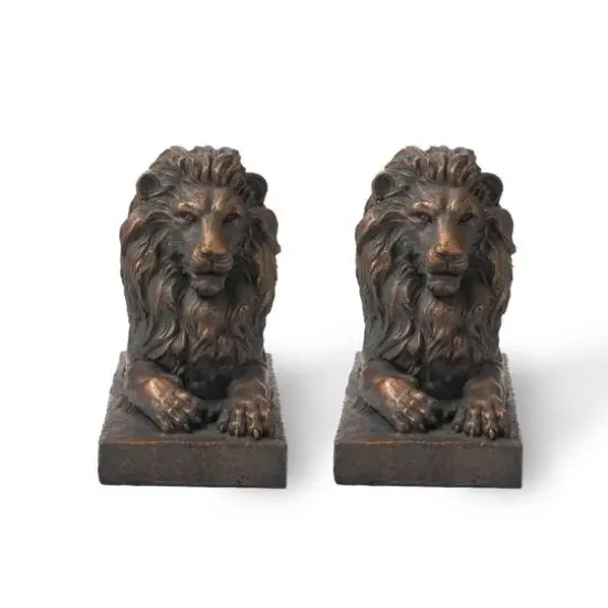 Glitzhome&reg; 22" Lying Lion Garden Statue Set Bronze {7}