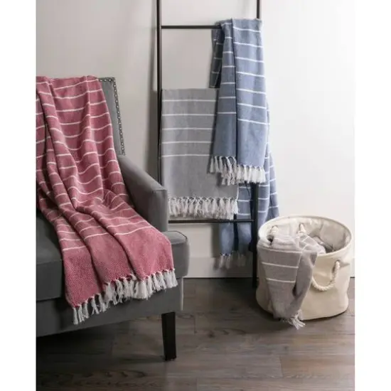 DII&reg; Gray & White Thin Stripe Throw {5}