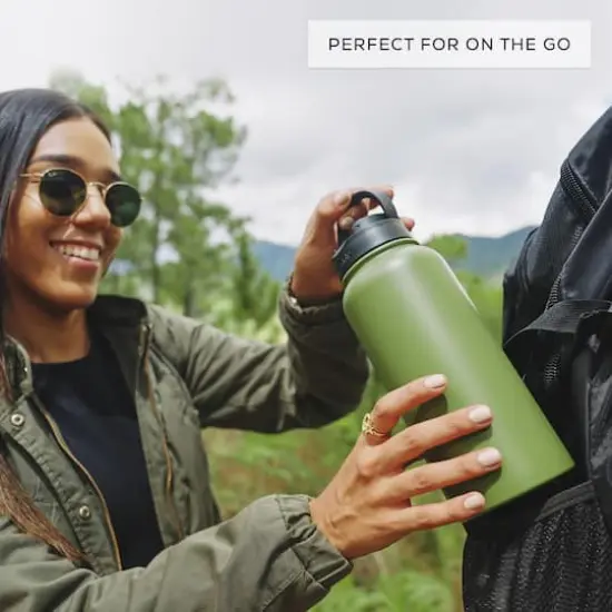 JoyJolt&reg; 32oz. Vacuum Insulated Water Bottle With Flip Lid & Sport Straw Lid White {9}