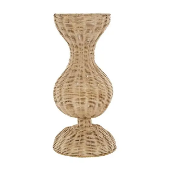 16.25" Brown Rattan Hourglass Vase with Dome Base {8}