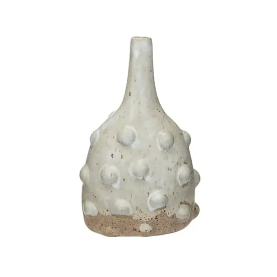 Hello Honey&reg; 8" White Stoneware Vase with Raised Dots & Reactive Glaze {3}