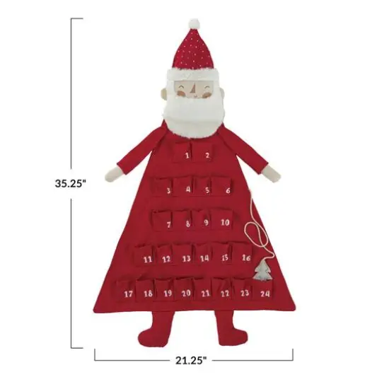 Hello Honey&reg; 35.25" Red & White Jolly Santa Fabric Advent Calendar {4}