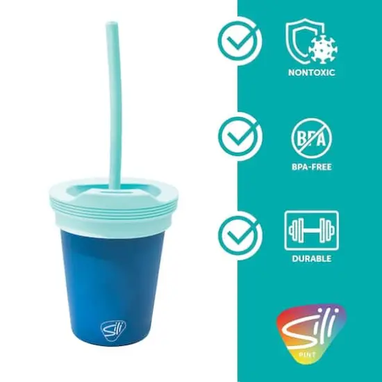 Silipint&reg; 8oz. Deep Pool Kids Silicone Straw Tumblers, 2ct. {4}