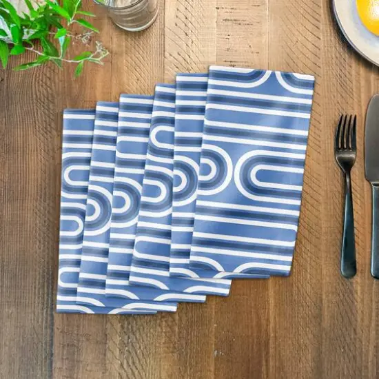 Groovy Blue Lines Cotton Twill Napkin {4}