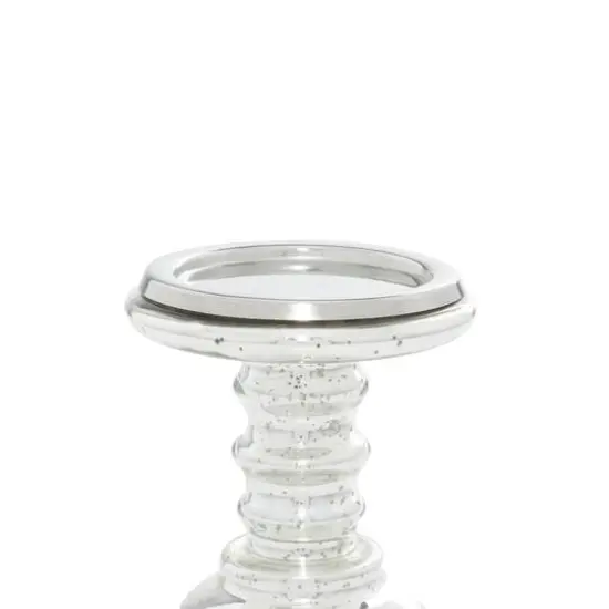 Silver Glass Traditional Candle Holder Set {5}