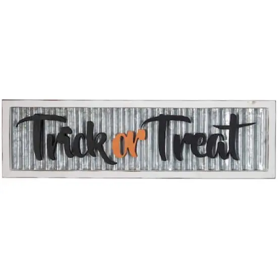 27.5" Silver "Trick or Treat" Halloween Wood Wall Sign {1}
