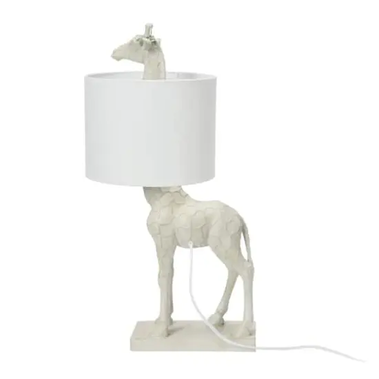 Hello Honey&reg; 28" White Resin Giraffe Table Lamp with Linen Shade {11}