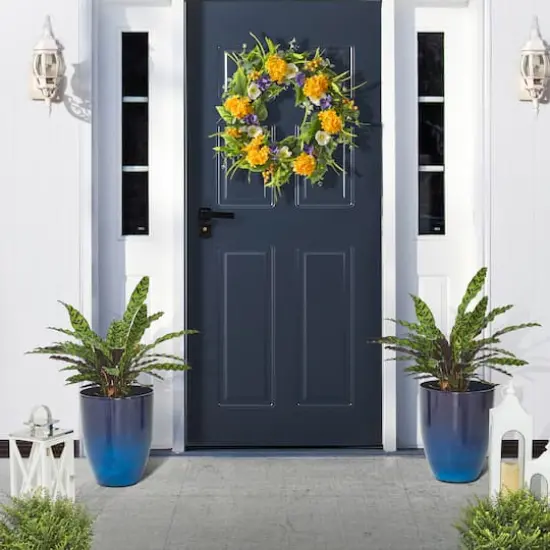 Glitzhome&reg; 17" Eco-Friendly Oversized Faux Ceramic Tall Bowl Planters, 2ct. Cobalt Blue {5}