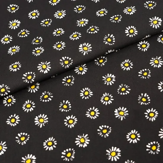 SINGER Daisies on Black Cotton Fabric {3}