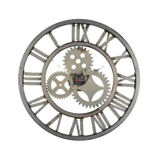 Brown Industrial Metal Round Wall Clock {5}