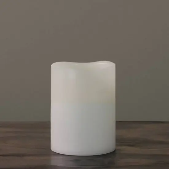 8" White LED Flameless Wick Flickering Pillar Candle {4}