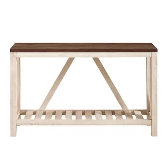 Walker Edison Dark Walnut/White Oak Rustic A-Frame Entry Table {4}