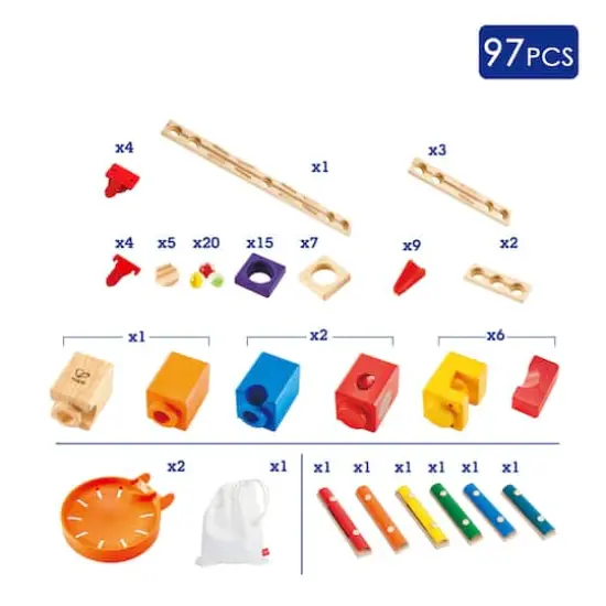 Hape Quadrilla Wooden Music Motion Marble Run Construction Set {4}