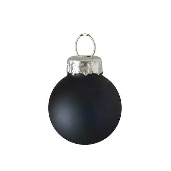 9ct. 2.5" Shiny & Matte Black Glass Ball Ornaments {3}