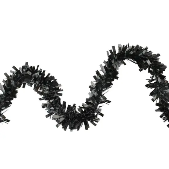 50ft. Wide Cut Black Halloween Tinsel Garland {1}