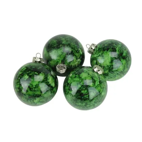 4ct Marbled Green Shatterproof Ball Ornaments {7}