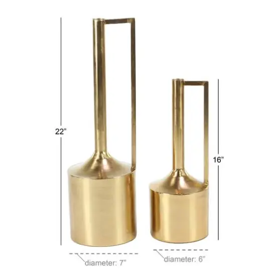 Set of 2 Gold Metal Glam Vase, 16", 22" {7}