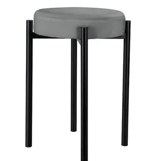 Home Details 18" Velour Vanity Stool Gray {1}