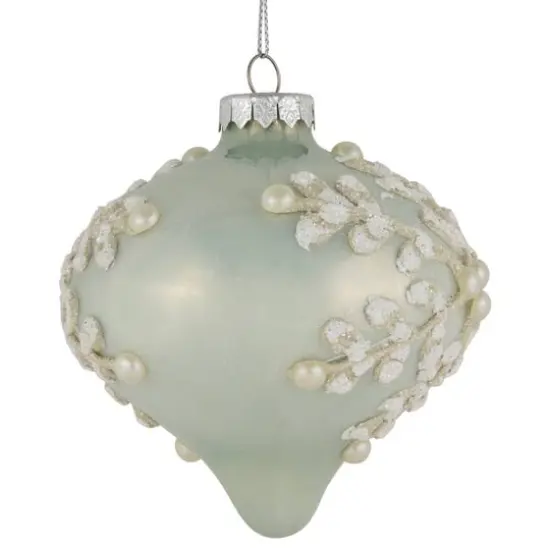 2ct. Pastel Green Icy Snowflakes Glass Onion Ornaments {5}