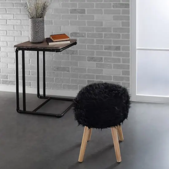 Organize It All Black Faux Fur Storage Ottoman {5}