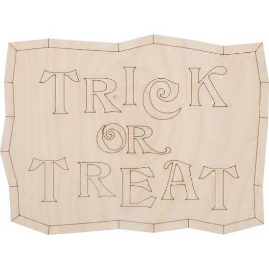 Leisure Arts&reg; Home 9.5" x 7" Trick or Treat Wood Sign {3}