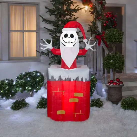 5.5ft. Animated Airblown&reg; Inflatable Christmas Jack Skellington in Chimney {4}