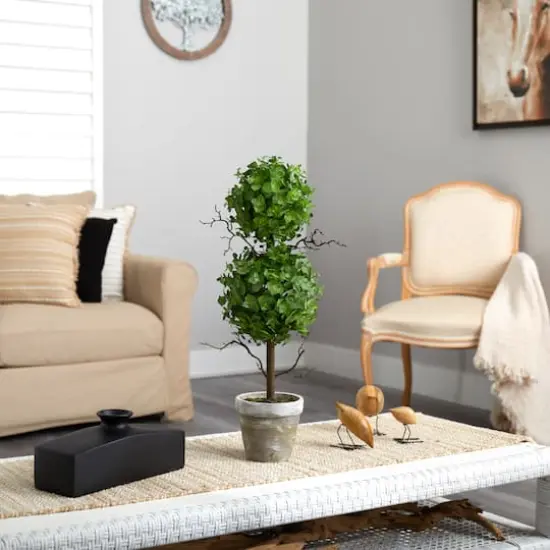 24" Potted Eucalyptus Double Ball Topiary Tree {5}