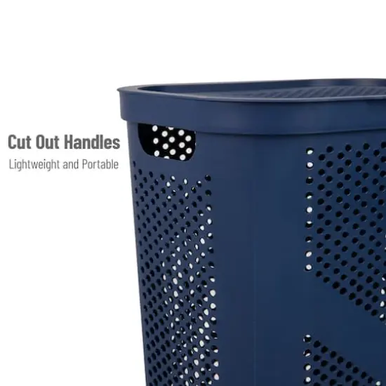 Mind Reader 17" x 24" Slim Plastic Laundry Hamper Navy {5}