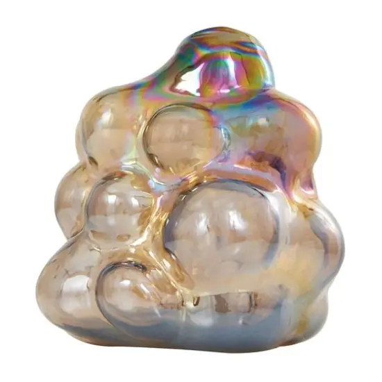 8" Iridescent Brown Abstract Handmade Bubble Glass Vase {5}