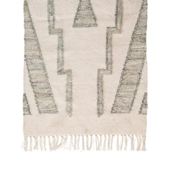 Hello Honey® Green & Cream Cotton & Wool Kilim Floor Runner, 8ft. x 2ft. {5}