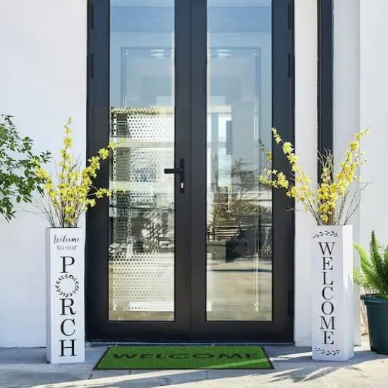 Glitzhome&reg; 30" Double Sided Solid White Boxed Welcome Porch Sign {3}