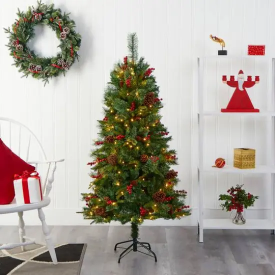 5ft. Pre-Lit Norway Mixed Pine Artificial Christmas Tree, Clear LED Lights {3}