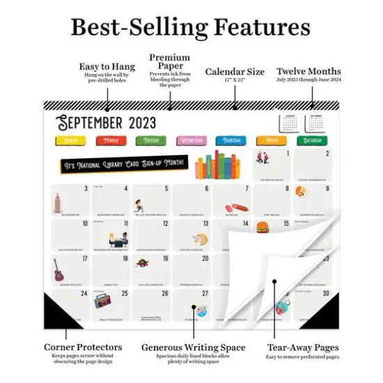 TF Publishing 2023 - 2024 Every Day's A Holiday Medium Desk Pad Monthly Blotter Calendar {4}