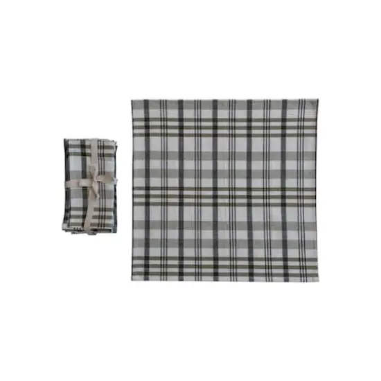 Hello Honey® 18" White & Green Plaid Stonewashed Cotton Napkins, 4ct. {1}
