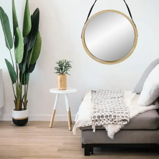 21" Round Woodgrain Modern Mirror {3}