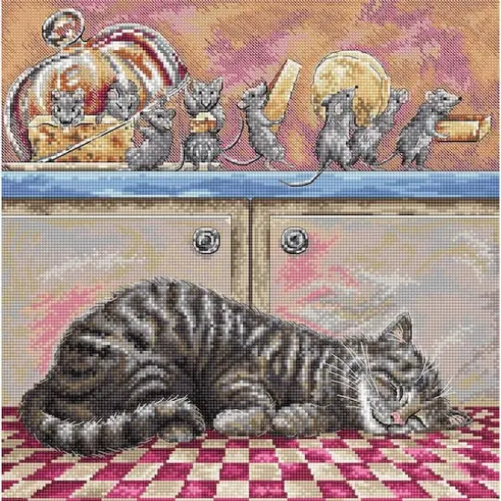 LetiStitch When the Cat Sleeps Counted Cross Stitch Kit {1}
