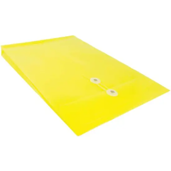 JAM Paper Legal Size Plastic Envelopes with Button & String Tie Closure, 12ct. Yellow {6}