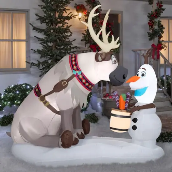 7ft. Airblown&reg; Inflatable Christmas Olaf & Sven Scene {5}