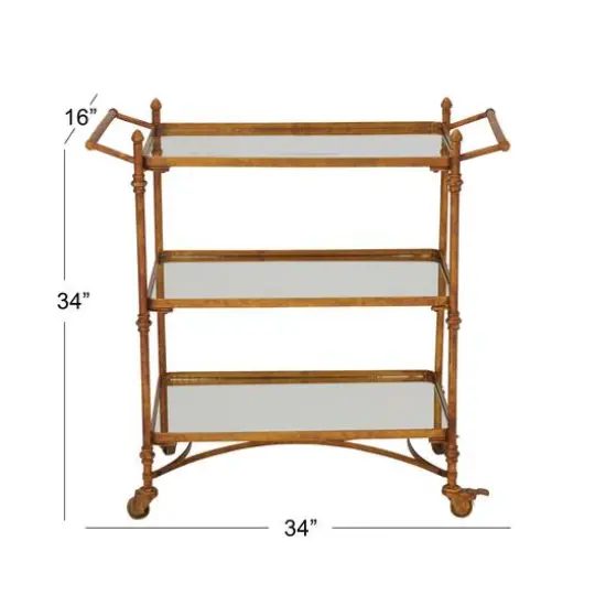 Brass Iron Bar Cart, 33" x 35" x 18" {7}