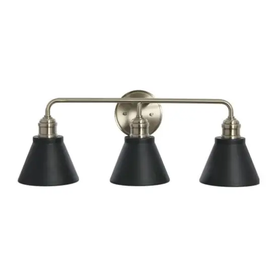 Hello Honey&reg; Robert Stevenson Lighting Josie Metal 3-Light Vanity with Shades Matte Black/Brushed Nickel {6}