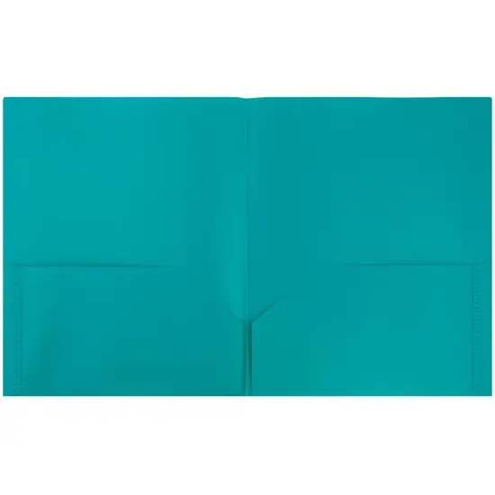 JAM Paper 9.5" x 11.5" Plastic 2 Pocket School POP Folders, 6ct. Teal {4}