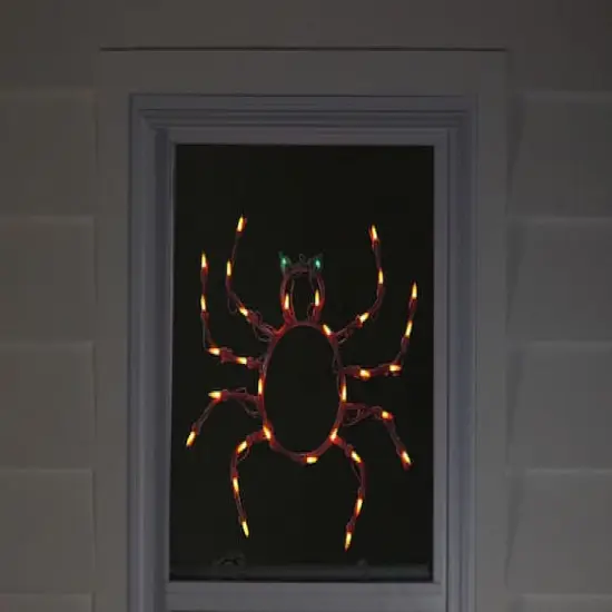 15" Lighted Spider Halloween Window Silhouette Decoration {5}