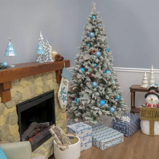 6.5ft. Pre-Lit Snowy Mixed Pine Artificial Christmas Tree, Multicolor Lights {5}