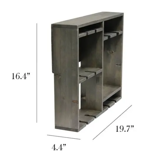 Elegant Designs Wall Mounted Wine Rack Shelf & Glass Holder Rustic Gray {3}